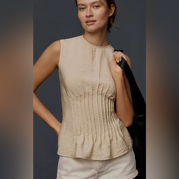 Anthropologie Tops - Elegant Beige Sleeveless Top